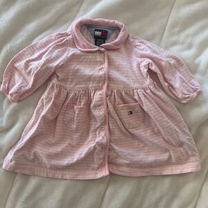 Tommy Hilfiger Baby Girl Pink Striped Dress Button Down 3-6 Months